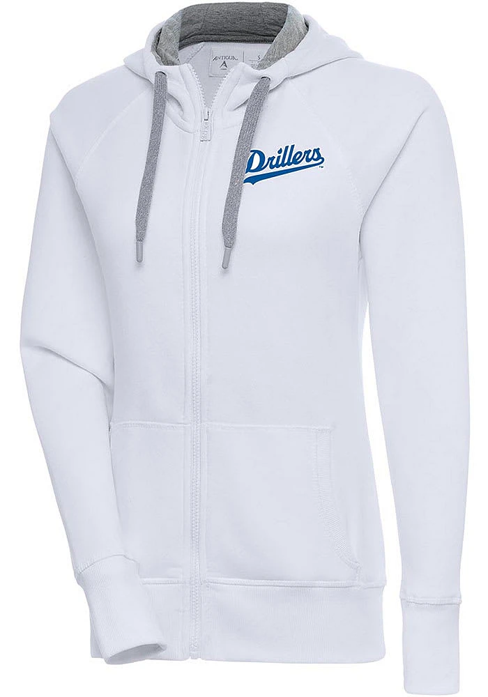 Antigua Tulsa Drillers Womens White Victory Long Sleeve Full Zip Jacket