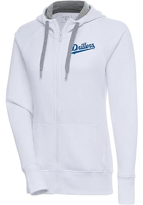 Antigua Tulsa Drillers Womens White Victory Long Sleeve Full Zip Jacket