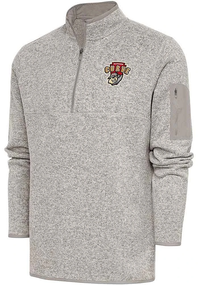 Antigua Altoona Curve Mens Oatmeal Fortune Long Sleeve Qtr Zip Fashion Pullover