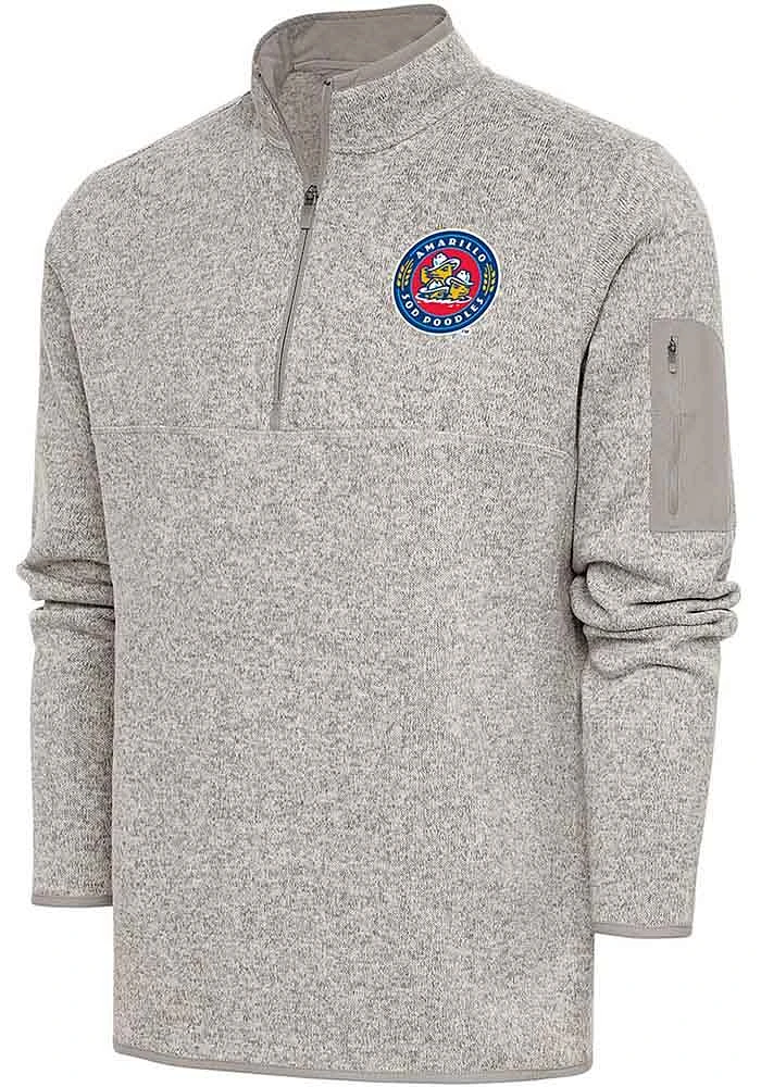 Antigua Amarillo Sod Poodles Mens Oatmeal Fortune Long Sleeve Qtr Zip Fashion Pullover