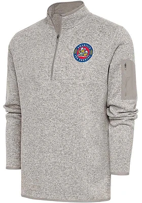 Antigua Amarillo Sod Poodles Mens Oatmeal Fortune Long Sleeve Qtr Zip Fashion Pullover