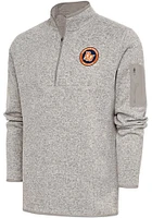 Antigua Bowling Green Hot Rods Mens Oatmeal Fortune Long Sleeve Qtr Zip Fashion Pullover