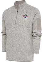 Antigua Cedar Rapids Kernels Mens Oatmeal Fortune Long Sleeve Qtr Zip Fashion Pullover