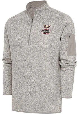 Antigua El Paso Chihuahuas Mens Oatmeal Fortune Long Sleeve Qtr Zip Fashion Pullover