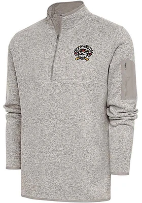 Antigua Erie SeaWolves Mens Oatmeal Fortune Long Sleeve Qtr Zip Fashion Pullover