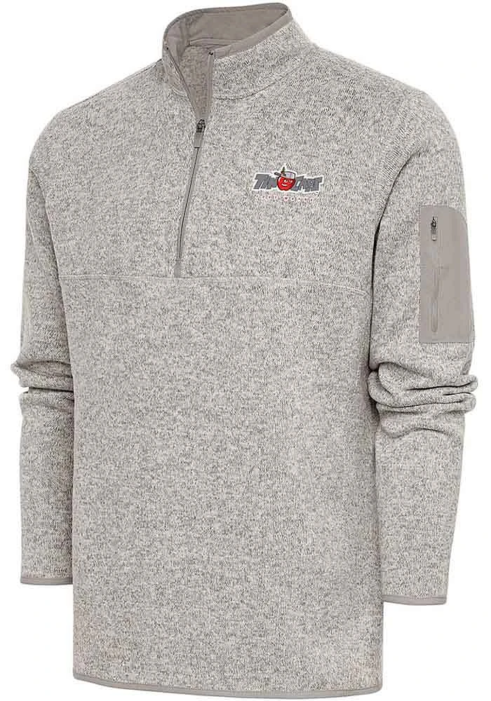 Antigua Fort Wayne TinCaps Mens Oatmeal Fortune Long Sleeve Qtr Zip Fashion Pullover