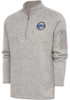 Antigua Jersey Shore BlueClaws Mens Oatmeal Fortune Long Sleeve Qtr Zip Fashion Pullover