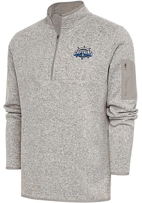 Antigua Lake County Captains Mens Oatmeal Fortune Long Sleeve Qtr Zip Fashion Pullover