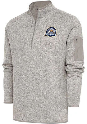 Antigua Midland RockHounds Mens Oatmeal Fortune Long Sleeve Qtr Zip Fashion Pullover