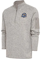 Antigua Midland RockHounds Mens Oatmeal Fortune Long Sleeve Qtr Zip Fashion Pullover