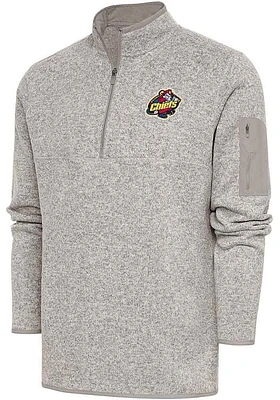 Antigua Peoria Chiefs Mens Oatmeal Fortune Long Sleeve Qtr Zip Fashion Pullover