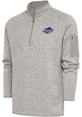 Antigua San Antonio Missions Mens Oatmeal Fortune Long Sleeve Qtr Zip Fashion Pullover