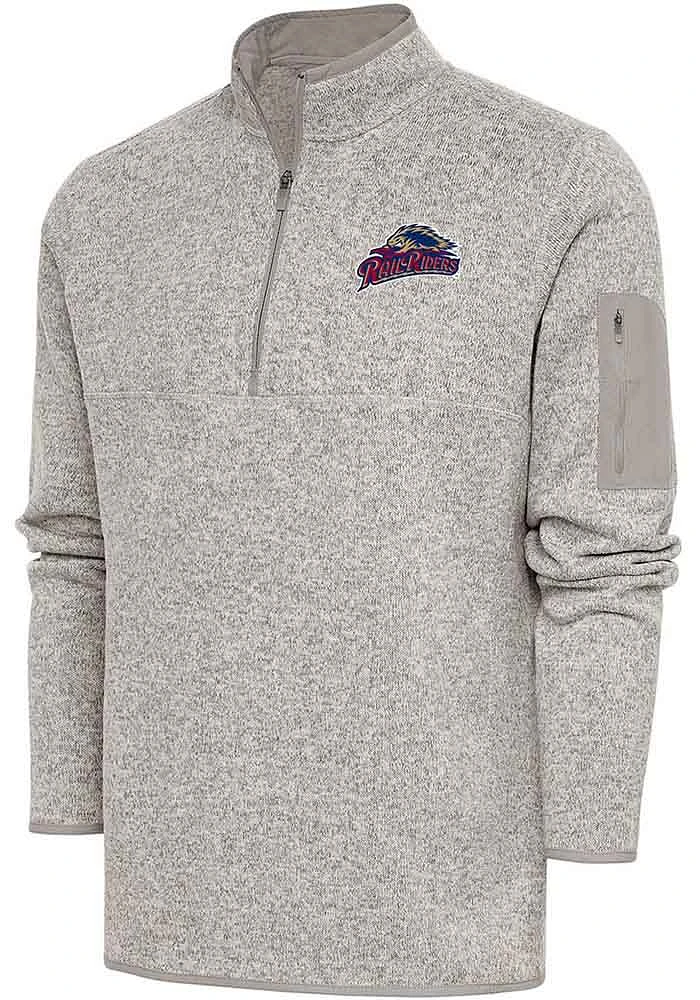 Antigua Scranton Wilkes Mens Oatmeal Fortune Long Sleeve Qtr Zip Fashion Pullover