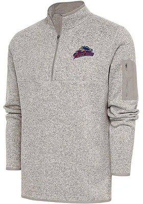 Antigua Scranton Wilkes Mens Oatmeal Fortune Long Sleeve Qtr Zip Fashion Pullover