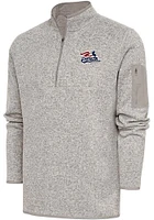 Antigua Somerset Patriots Mens Oatmeal Fortune Long Sleeve Qtr Zip Fashion Pullover