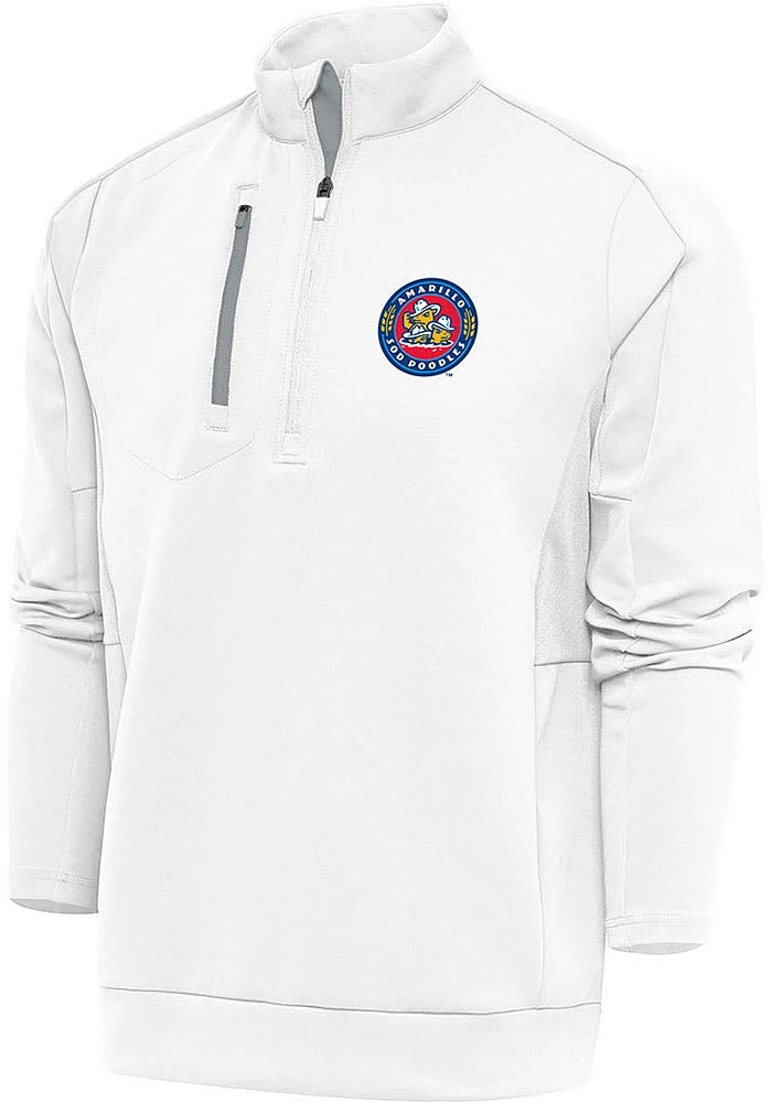 Antigua Amarillo Sod Poodles Mens White Generation Long Sleeve Qtr Zip Pullover