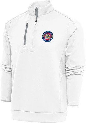 Antigua Amarillo Sod Poodles Mens White Generation Long Sleeve Qtr Zip Pullover