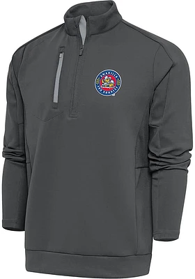 Antigua Amarillo Sod Poodles Mens Grey Generation Long Sleeve Qtr Zip Pullover