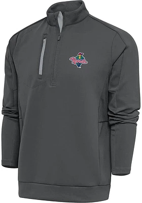 Antigua Cedar Rapids Kernels Mens Grey Generation Long Sleeve Qtr Zip Pullover