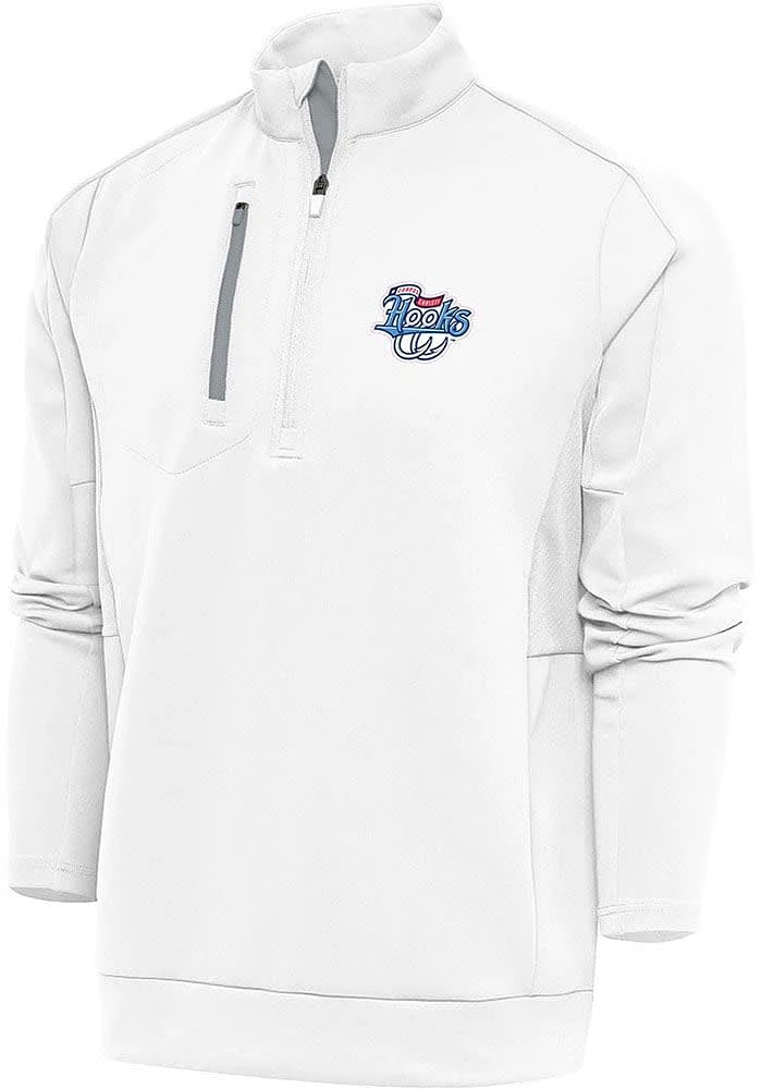 Antigua Corpus Christi Hooks Mens White Generation Long Sleeve Qtr Zip Pullover