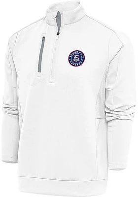 Antigua Round Rock Express Mens White Generation Long Sleeve Qtr Zip Pullover