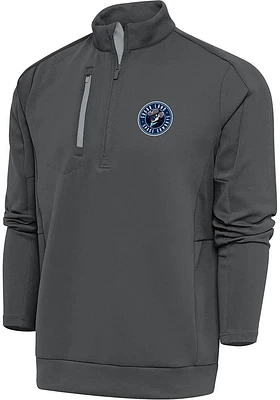 Antigua Sugar Land Space Cowboys Mens Grey Generation Long Sleeve Qtr Zip Pullover