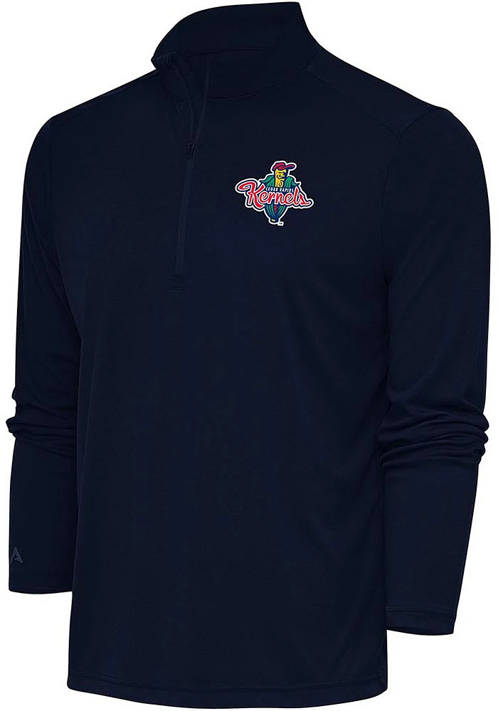 Antigua Cedar Rapids Kernels Mens Navy Blue Tribute Long Sleeve Qtr Zip Pullover