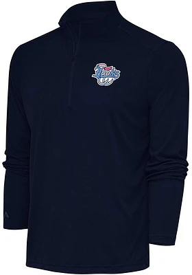 Antigua Corpus Christi Hooks Mens Navy Blue Tribute Long Sleeve Qtr Zip Pullover