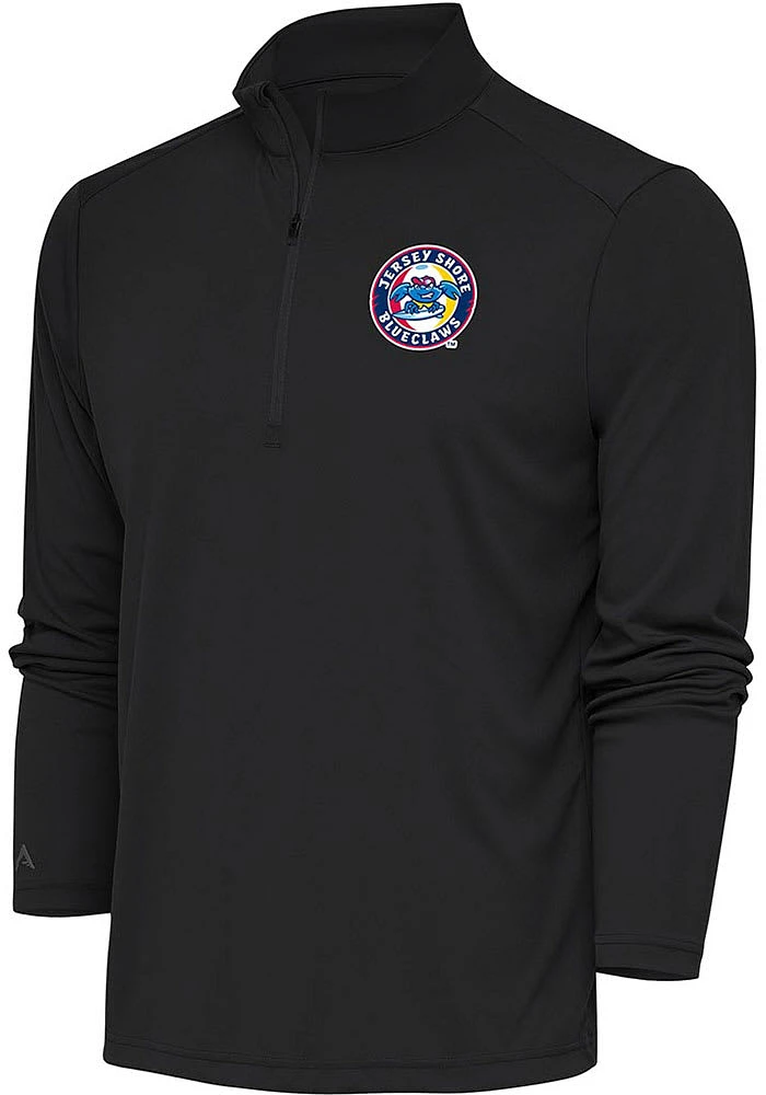 Antigua Jersey Shore BlueClaws Mens Grey Tribute Long Sleeve Qtr Zip Pullover