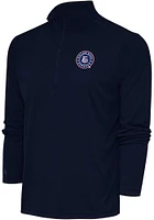 Antigua Round Rock Express Mens Navy Blue Tribute Long Sleeve Qtr Zip Pullover