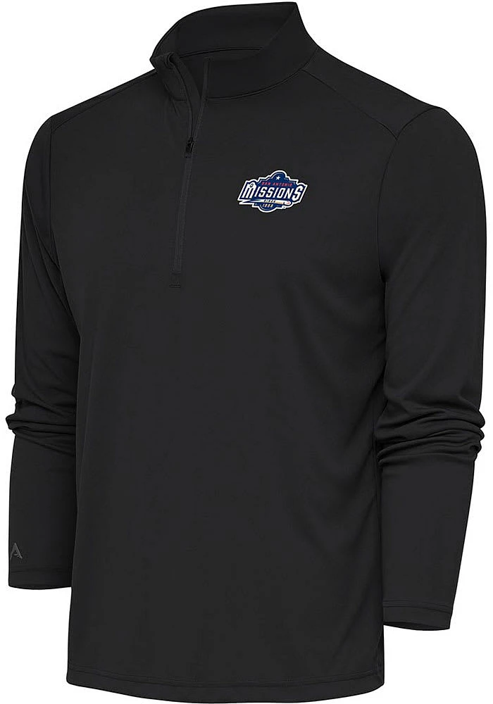 Antigua San Antonio Missions Mens Grey Tribute Long Sleeve Qtr Zip Pullover