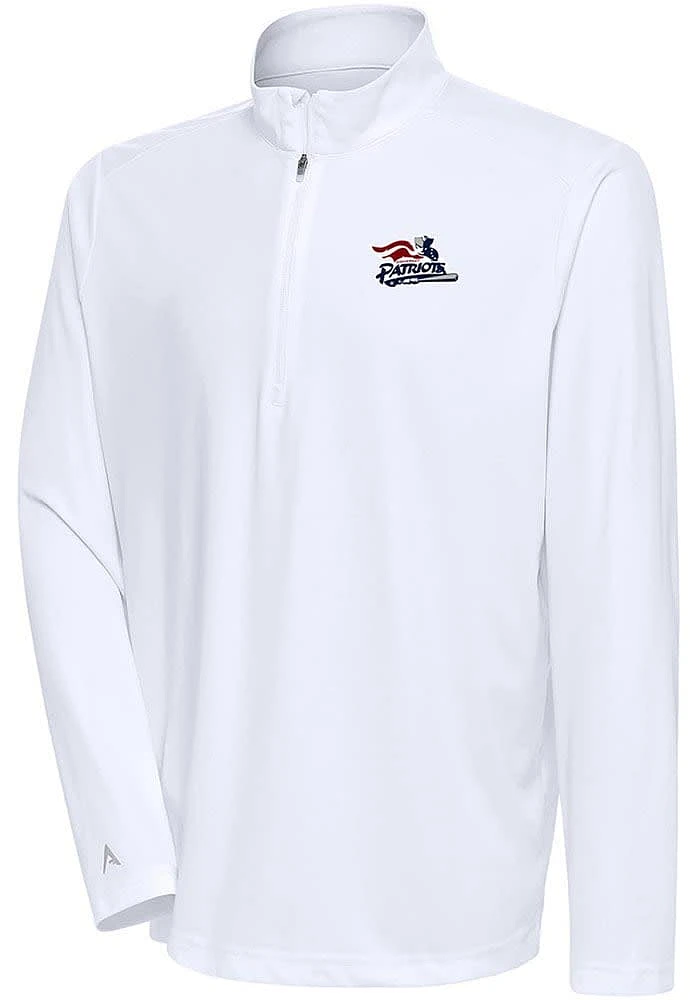 Antigua Somerset Patriots Mens White Tribute Long Sleeve Qtr Zip Pullover