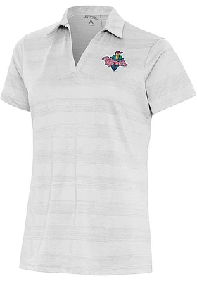 Antigua Cedar Rapids Kernels Womens White Compass Short Sleeve Polo Shirt