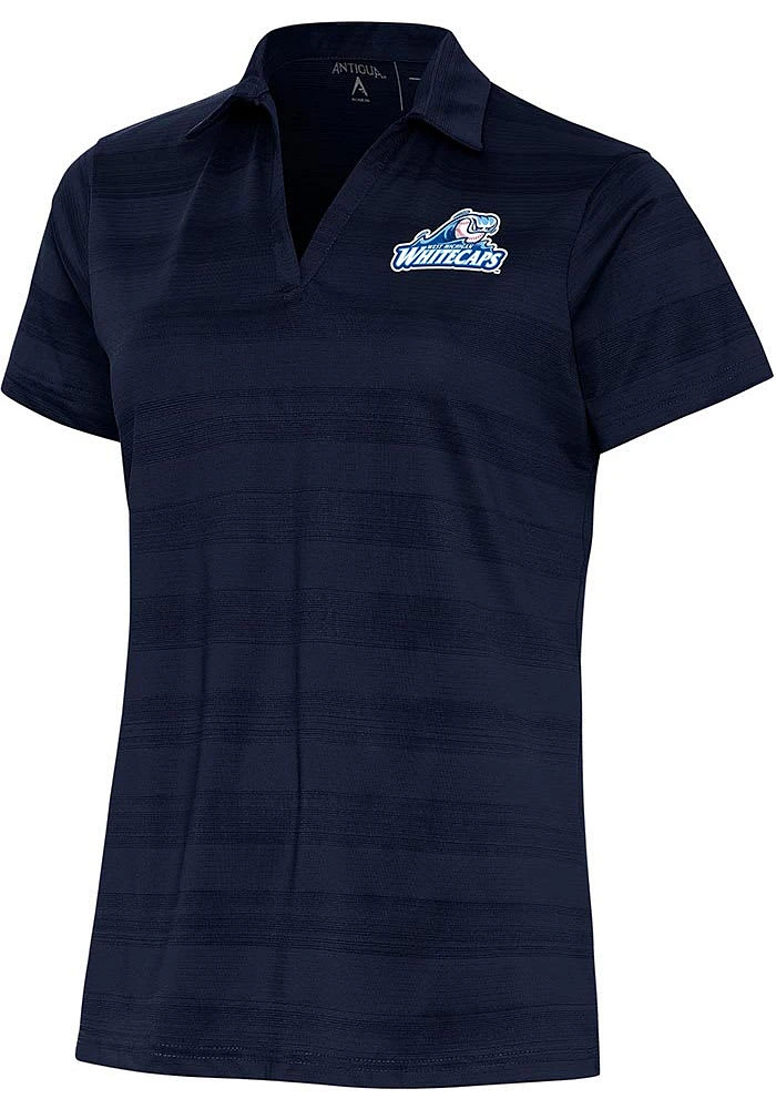 Antigua West Michigan Whitecaps Womens Navy Blue Compass Short Sleeve Polo Shirt