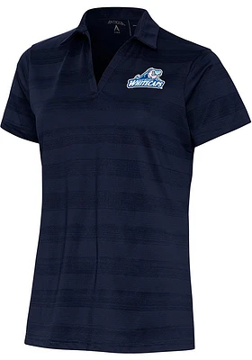 Antigua West Michigan Whitecaps Womens Navy Blue Compass Short Sleeve Polo Shirt