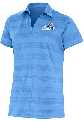 Antigua West Michigan Whitecaps Womens Light Blue Compass Short Sleeve Polo Shirt
