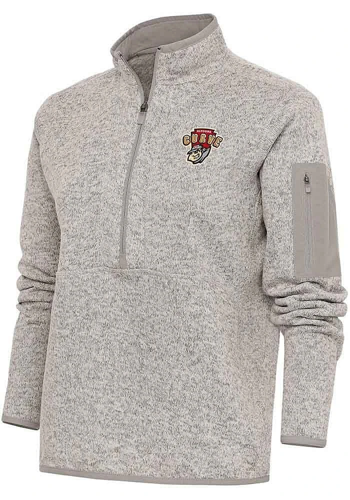 Antigua Altoona Curve Womens Oatmeal Fortune Qtr Zip