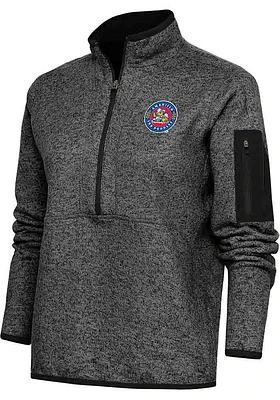 Antigua Amarillo Sod Poodles Womens Black Fortune Qtr Zip