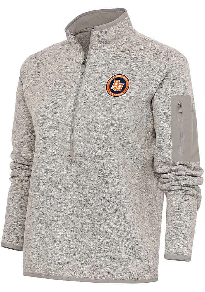 Antigua Bowling Green Hot Rods Womens Oatmeal Fortune Qtr Zip