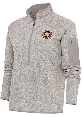 Antigua Bowling Green Hot Rods Womens Oatmeal Fortune Qtr Zip