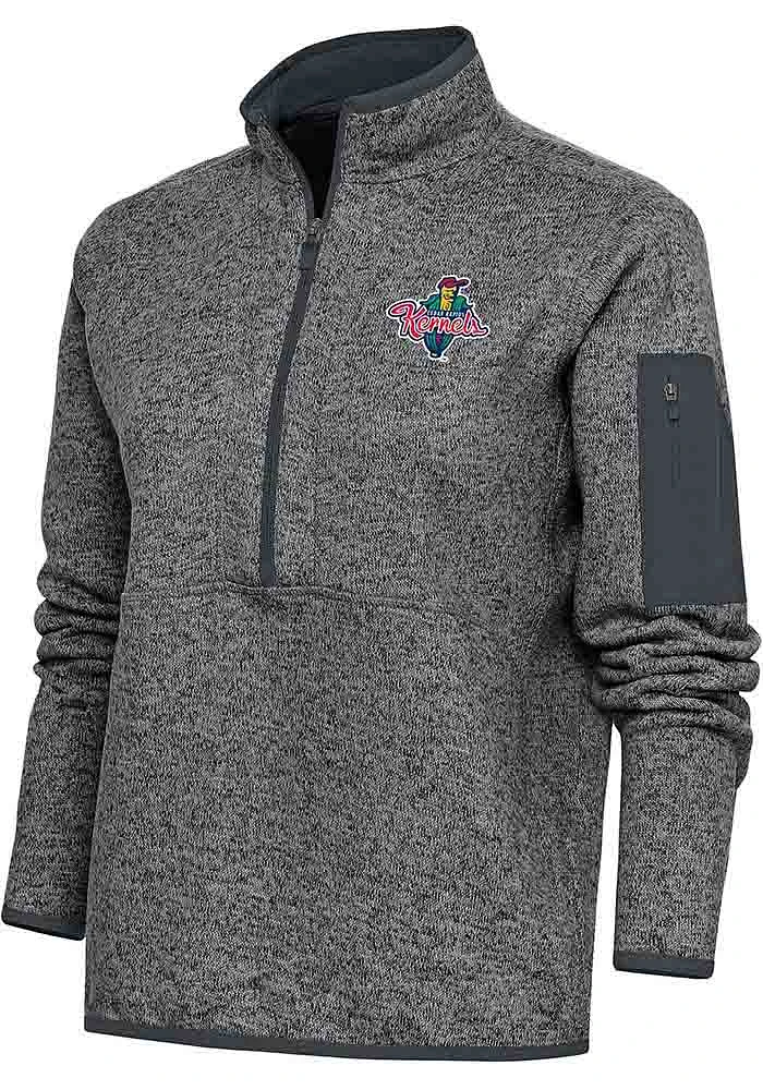 Antigua Cedar Rapids Kernels Womens Grey Fortune Qtr Zip