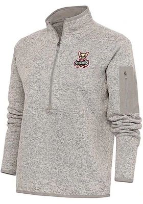 Antigua El Paso Chihuahuas Womens Oatmeal Fortune Qtr Zip