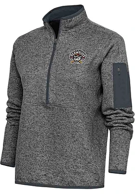Antigua Erie SeaWolves Womens Grey Fortune Qtr Zip