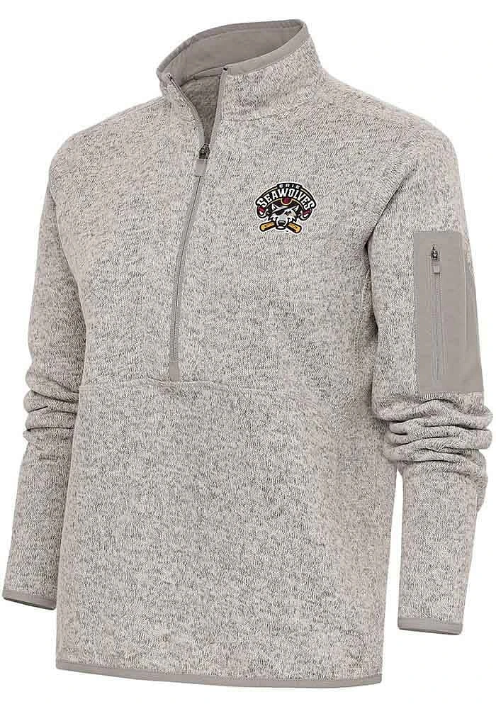 Antigua Erie SeaWolves Womens Oatmeal Fortune Qtr Zip