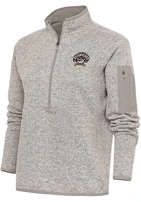 Antigua Erie SeaWolves Womens Oatmeal Fortune Qtr Zip