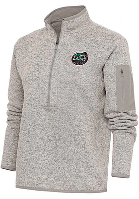 Antigua Great Lakes Loons Womens Oatmeal Fortune Qtr Zip
