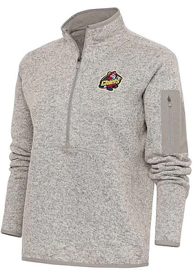Antigua Peoria Chiefs Womens Oatmeal Fortune Qtr Zip