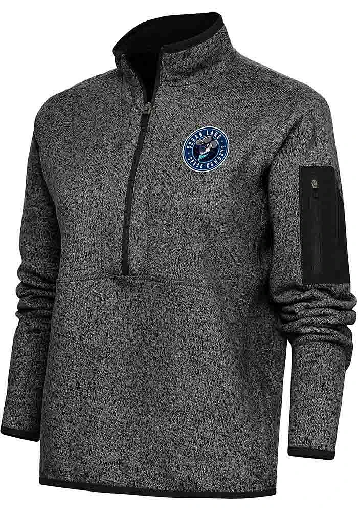Antigua Sugar Land Space Cowboys Womens Black Fortune Qtr Zip