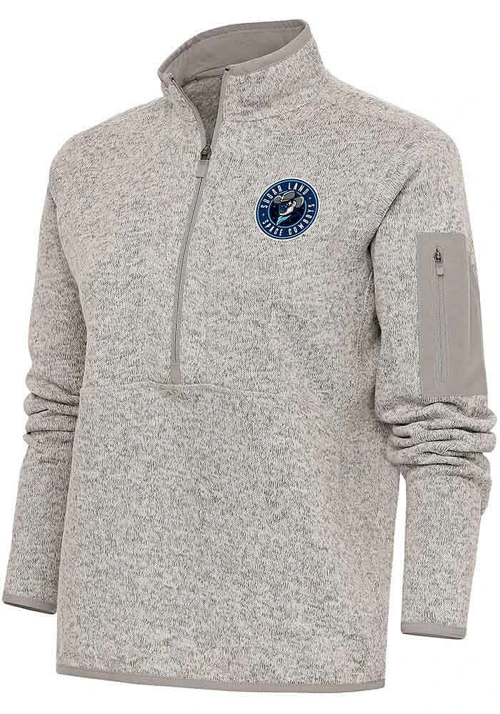 Antigua Sugar Land Space Cowboys Womens Oatmeal Fortune Qtr Zip