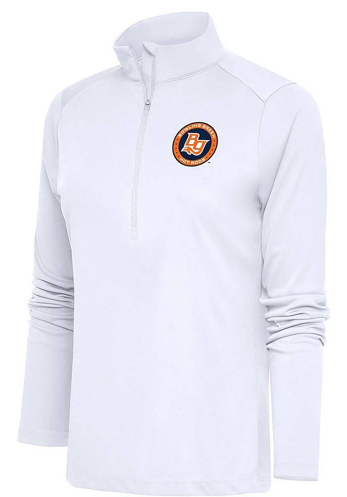 Antigua Bowling Green Hot Rods Womens White Tribute Qtr Zip Pullover